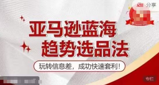 【训练营】亚马逊蓝海趋势选品法，玩转信息差，成功快速套利-理想项目库