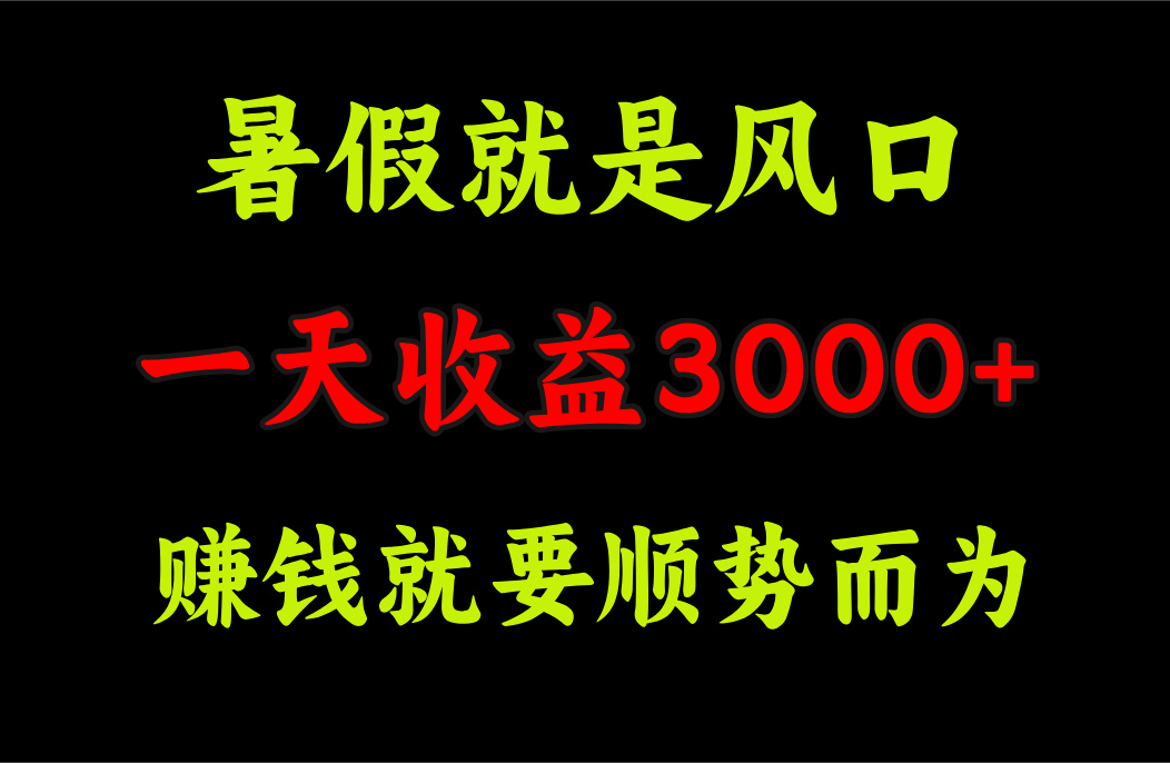 （11670期）一天收益3000+ 赚钱就是顺势而为，暑假就是风口-理想项目库