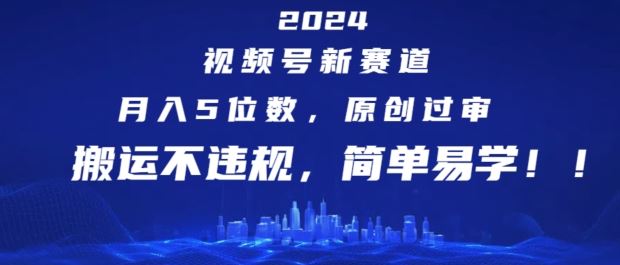 2024视频号新赛道，月入5位数+，原创过审，搬运不违规，简单易学【揭秘】-理想项目库