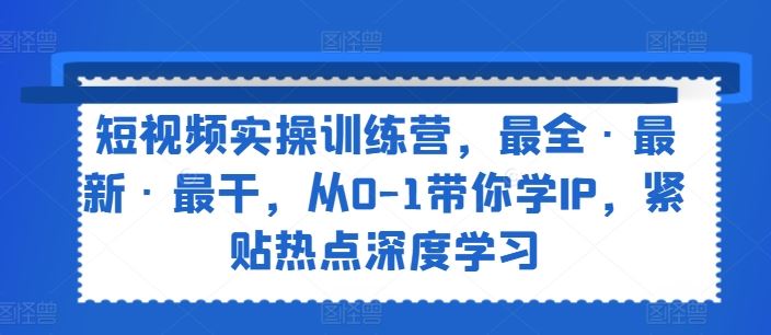 短视频实操训练营，最全·最新·最干，从0-1带你学IP，紧贴热点深度学习-理想项目库