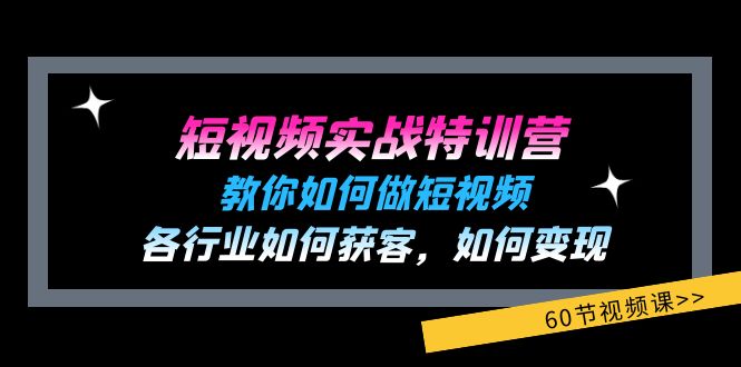 短视频实战特训营：教你如何做短视频，各行业如何获客，如何变现 (60节)-理想项目库