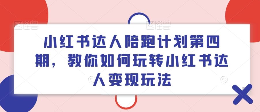 小红书达人陪跑计划第四期，教你如何玩转小红书达人变现玩法-理想项目库