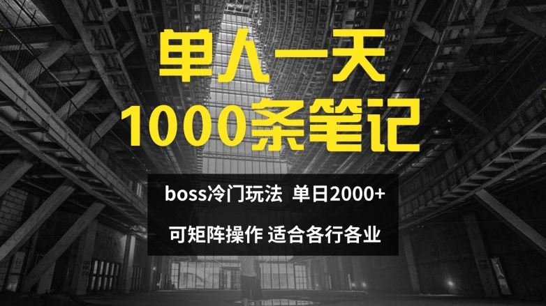 单人一天1000条笔记，日入2000+，BOSS直聘的正确玩法【揭秘】-理想项目库
