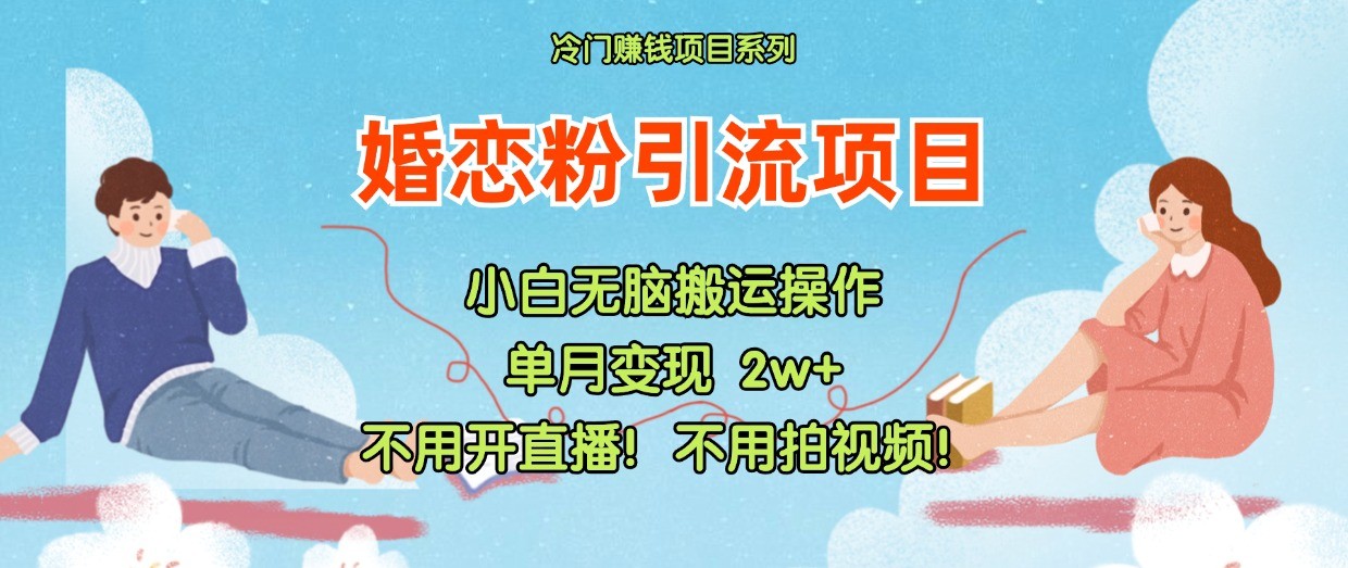 小红书婚恋粉引流，不用开直播！不用拍视频！不用做交付-理想项目库