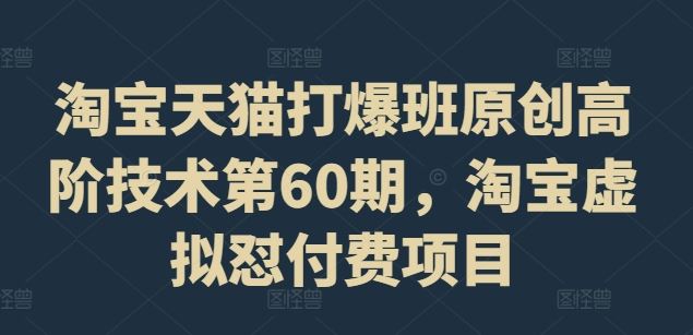 淘宝天猫打爆班原创高阶技术第60期，淘宝虚拟怼付费项目-理想项目库