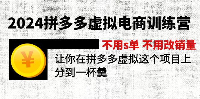 （12024期）2024拼多多虚拟电商训练营 不s单 不改销量  做虚拟项目分一杯羹(更新10节)-理想项目库