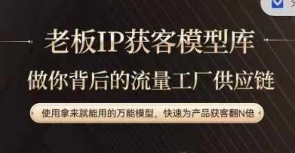 老板IP流量供应链，动作越少，账号越好，使用拿来就能用的万能模型，快速为产品获客翻N倍-理想项目库