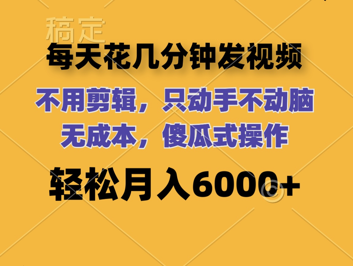（12119期）每天花几分钟发视频 无需剪辑 动手不动脑 无成本 傻瓜式操作 轻松月入6…-理想项目库