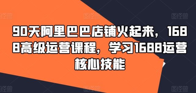 90天阿里巴巴店铺火起来，1688高级运营课程，学习1688运营核心技能-理想项目库
