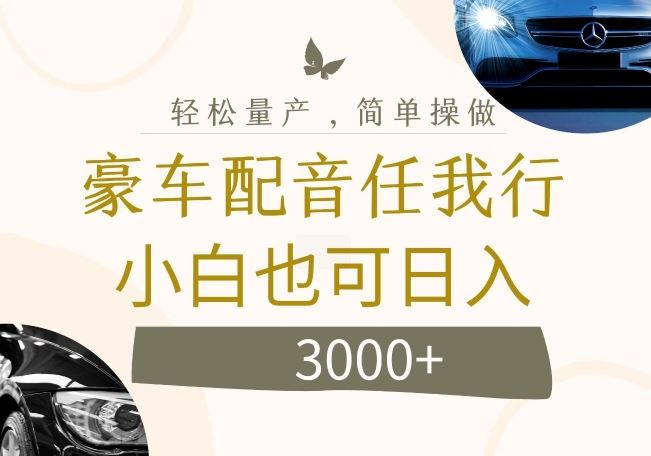 不为人知的暴力小项目，豪车配音，日入几张【揭秘】-理想项目库