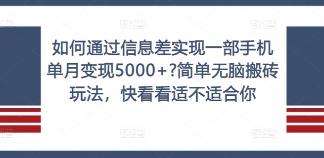 如何通过信息差实现一部手机单月变现5000+?简单无脑搬砖玩法，快看看适不适合你【揭秘】-理想项目库