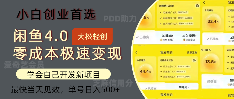 （12434期）闲鱼0成本极速变现项目，多种变现方式 单号日入500+最新玩法-理想项目库
