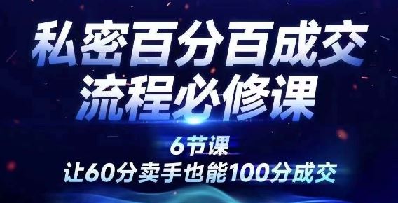 私密百分百成交流程线上训练营，绝对成交，让60分卖手也能100分成交-理想项目库