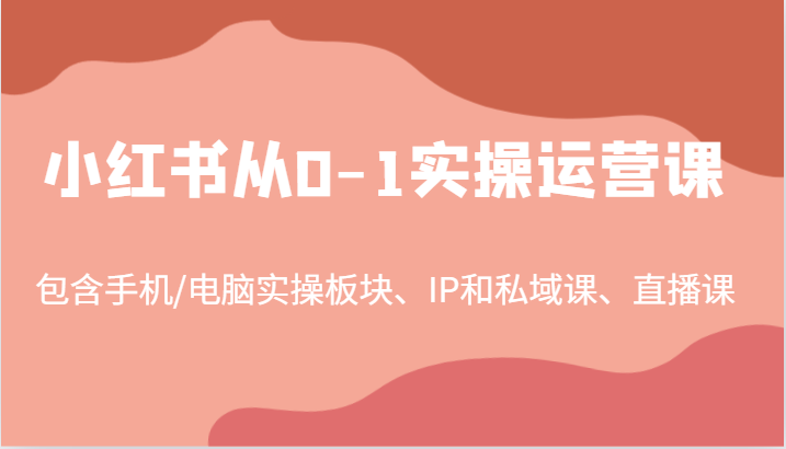 小红书从0-1实操运营课，包含手机/电脑实操板块、IP和私域课、直播课（97节）-理想项目库