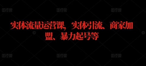 实体流量运营课，实体引流、商家加盟、暴力起号等-理想项目库