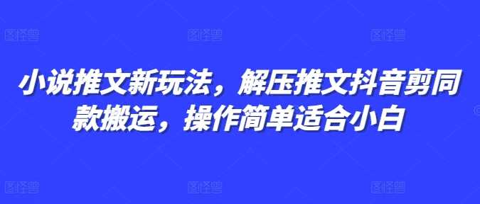 小说推文新玩法，解压推文抖音剪同款搬运，操作简单适合小白-理想项目库