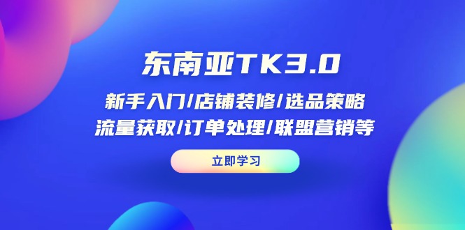 东南亚TK3.0：新手入门/店铺装修/选品策略/流量获取/订单处理/联盟营销等-理想项目库
