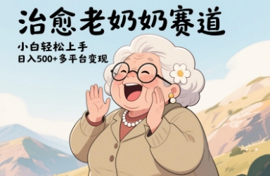 视频号治愈老奶奶赛道，小白轻松上手，日入多张，多平台变现-理想项目库