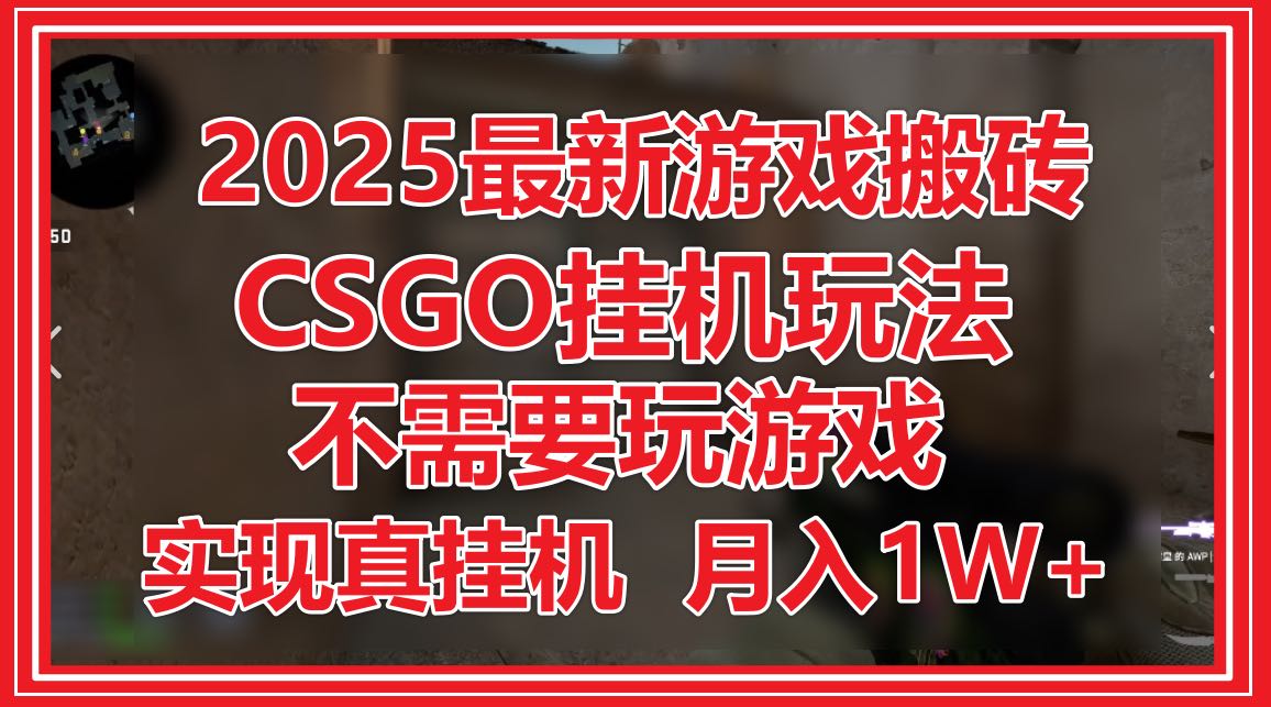 2025最新游戏搬砖，CSGO挂机，不需要玩游戏，实现真挂机，月入1W+-理想项目库