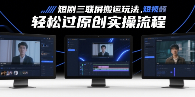 短剧三联屏搬运玩法，短剧搬运轻松过原创实操流程-理想项目库