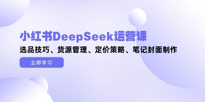 小红书DeepSeek运营课，选品技巧、货源管理、定价策略、笔记封面制作-理想项目库