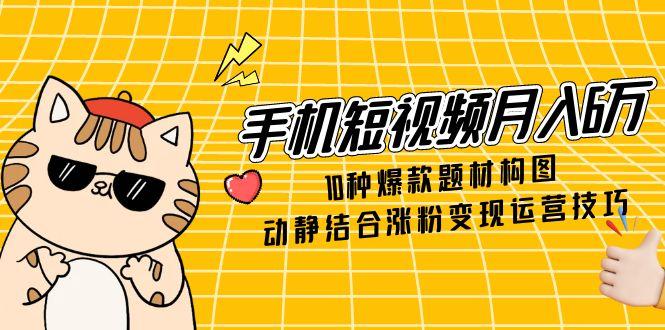 手机短视频月入6万，10种爆款题材构图，动静结合涨粉变现运营技巧-理想项目库