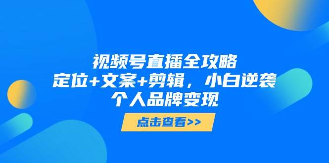 视频号直播全攻略，定位+文案+剪辑，小白逆袭个人品牌变现-理想项目库