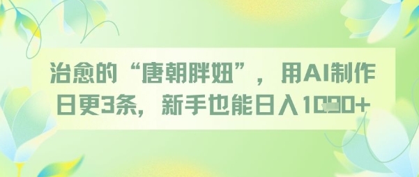 治愈的“唐朝胖妞”，用AI制作日更3条，新手也能日入多张-理想项目库