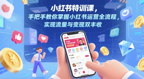 小红书特训课，手把手教你掌握小红书运营全流程，实现流量与变现双丰收-理想项目库