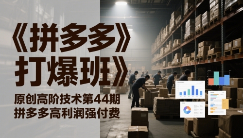 《拼多多打爆班》原创高阶技术第44期，拼多多高利润强付费-理想项目库