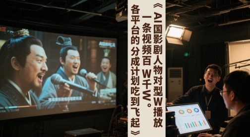 AI三国影视剧人物对口型唱歌玩法，一条视频百W千W播放，各平台的分成计划吃到飞起-理想项目库