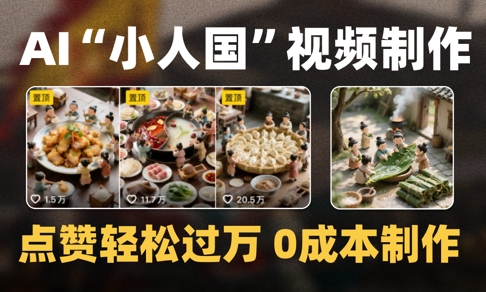 爆款1000W+播放微缩景观迷你小人国AI视频0成本制作全流程教学-理想项目库