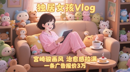 单个账号涨粉71W！用AI制作独居女孩Vlog，宫崎骏画风，治愈感拉满，一条广告报价3W-理想项目库