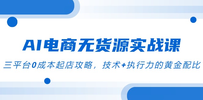 AI电商无货源实战课，三平台0成本起店攻略，技术+执行力的黄金配比-理想项目库