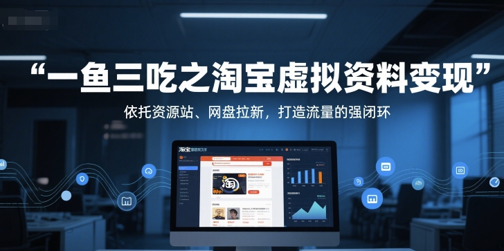 一鱼三吃之淘宝虚拟资料变现，依托资源站、网盘拉新，打造流量的强闭环-理想项目库