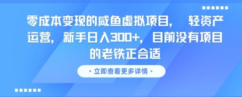 零成本变现的咸鱼虚拟项目， 轻资产运营，新手日入3张+，目前没有项目的老铁正合适-理想项目库