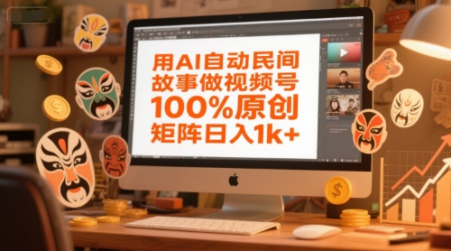 用AI自动民间故事做视频号，100%原创，矩阵日入1k+-理想项目库