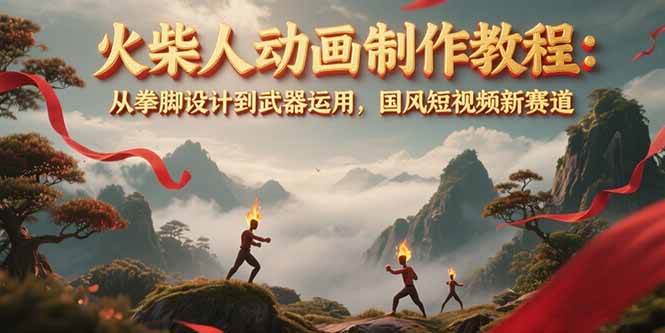 火柴人动画制作教程：从拳脚设计到武器运用，国风短视频新赛道-理想项目库