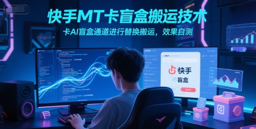 快手MT卡盲盒搬运技术，卡AI盲盒通道进行替换搬运，效果自测-理想项目库