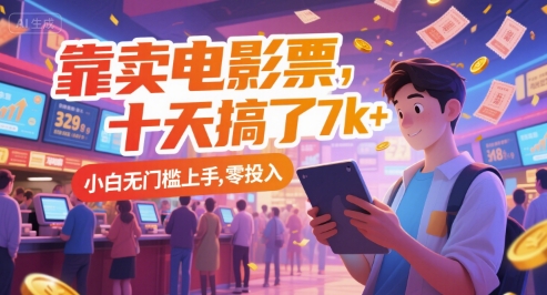 靠卖电影票，十天搞了7k+，小白无门槛上手，零投入【揭秘】-理想项目库