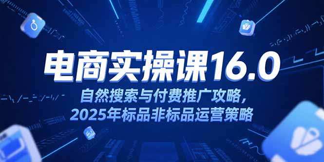 淘宝电商运营课16.0，自然搜索与付费推广攻略，2025年标品非标品运营策略-理想项目库