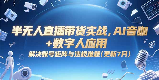 半无人直播带货实战，AI音咖+数字人应用 解决账号矩阵与违规难题(更新7月-理想项目库