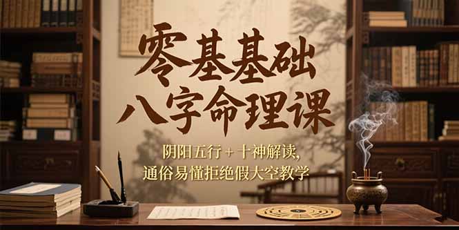 零基础八字命理课，阴阳五行+十神解读，通俗易懂拒绝假大空教学-理想项目库